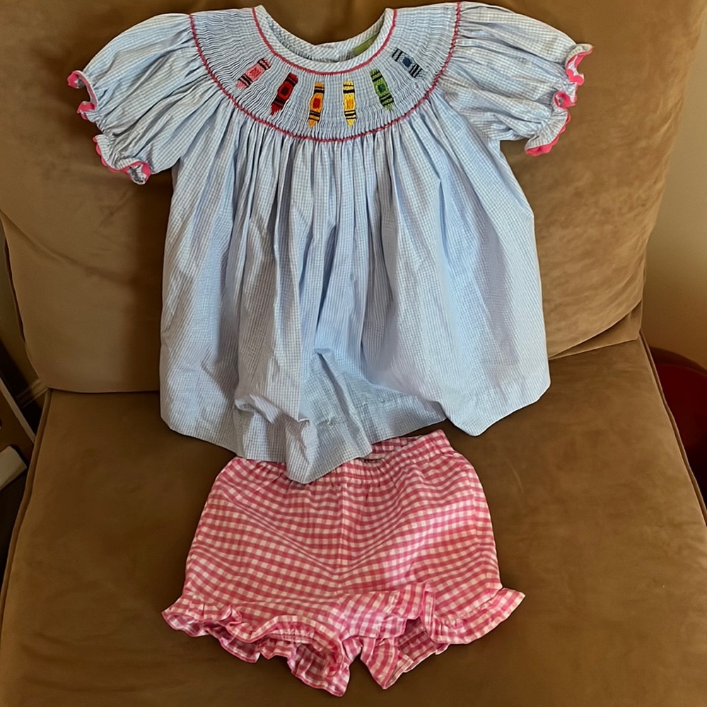 Smocked School Set Bubble Shorts 4T